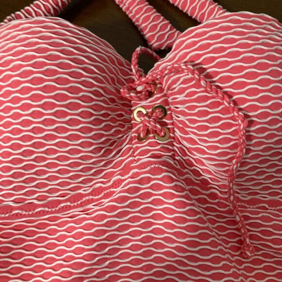 NWT Jessica Simpson Pink Swim Suit Size M Tankini Top Built in Bra Modest Cover - Picture 2 of 14